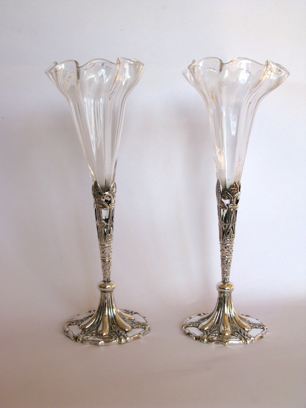 Silver and Glass Spill Vases
