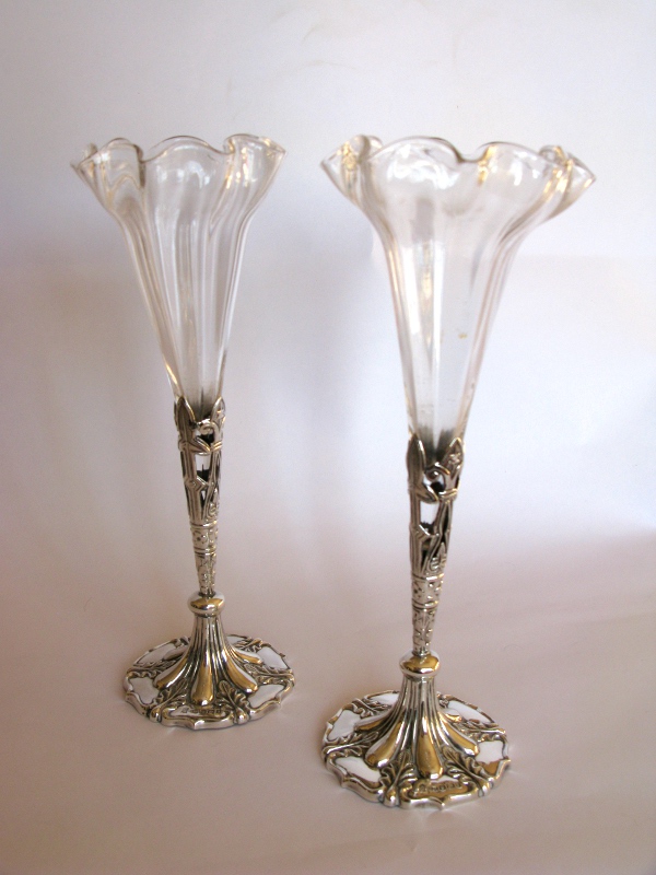 Silver and Glass Spill Vases