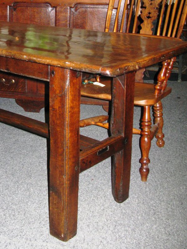 Oak table of two plank construction with cleated ends